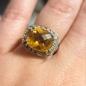 NYC Designer EMA 14k White Gold Citrine Diamond Ring